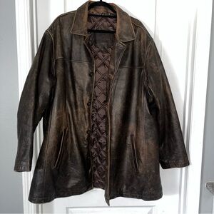 Roundtree & Yorke Dark Brown Leather Coat